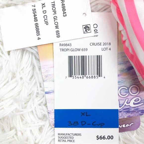 Coco Rave Pink Flamingo bikini top size XL 38D - Picture 4 of 5